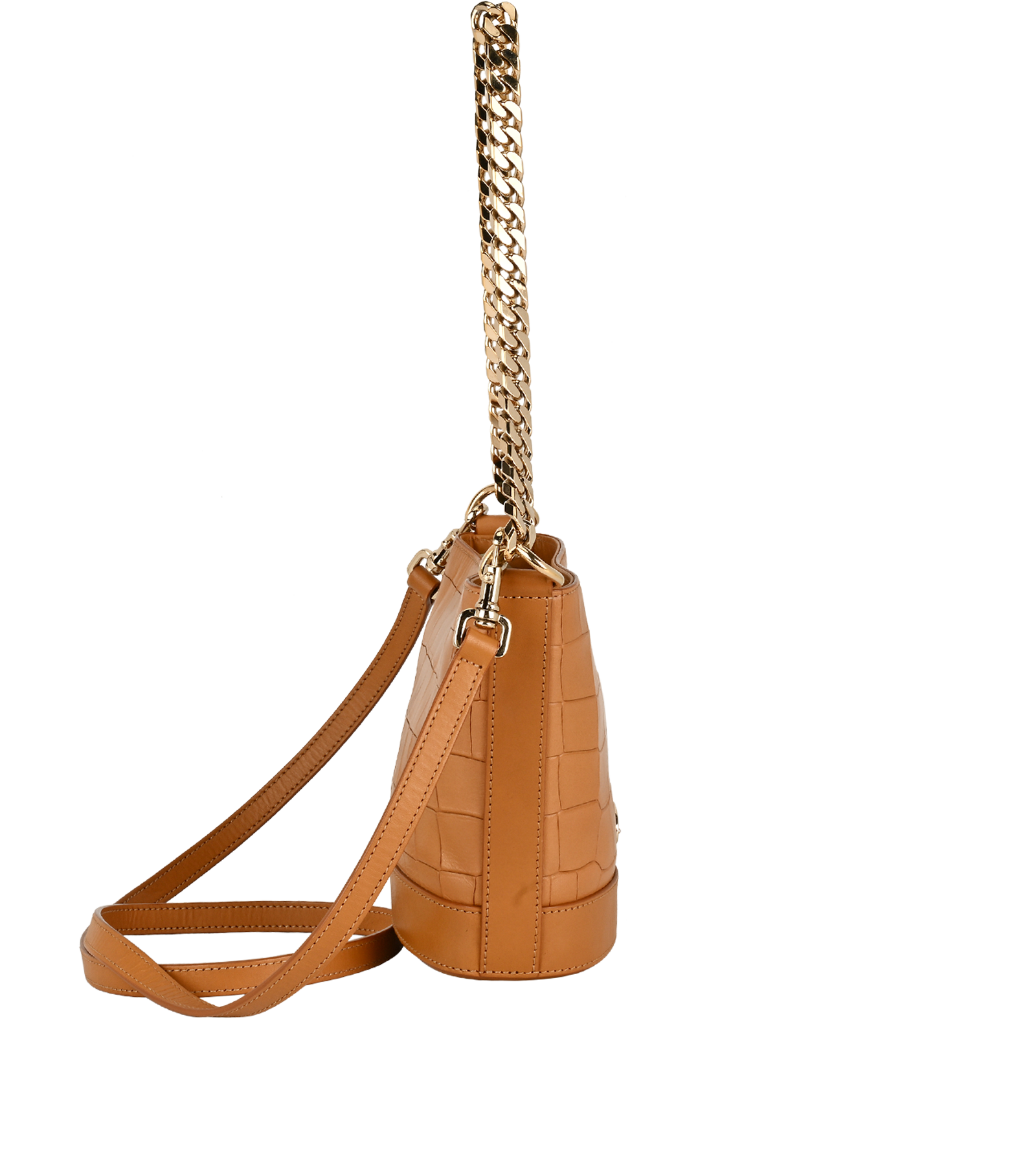 Jamie Bucket Bag, &pound;250, Handbags, Tan, Leather, Side view